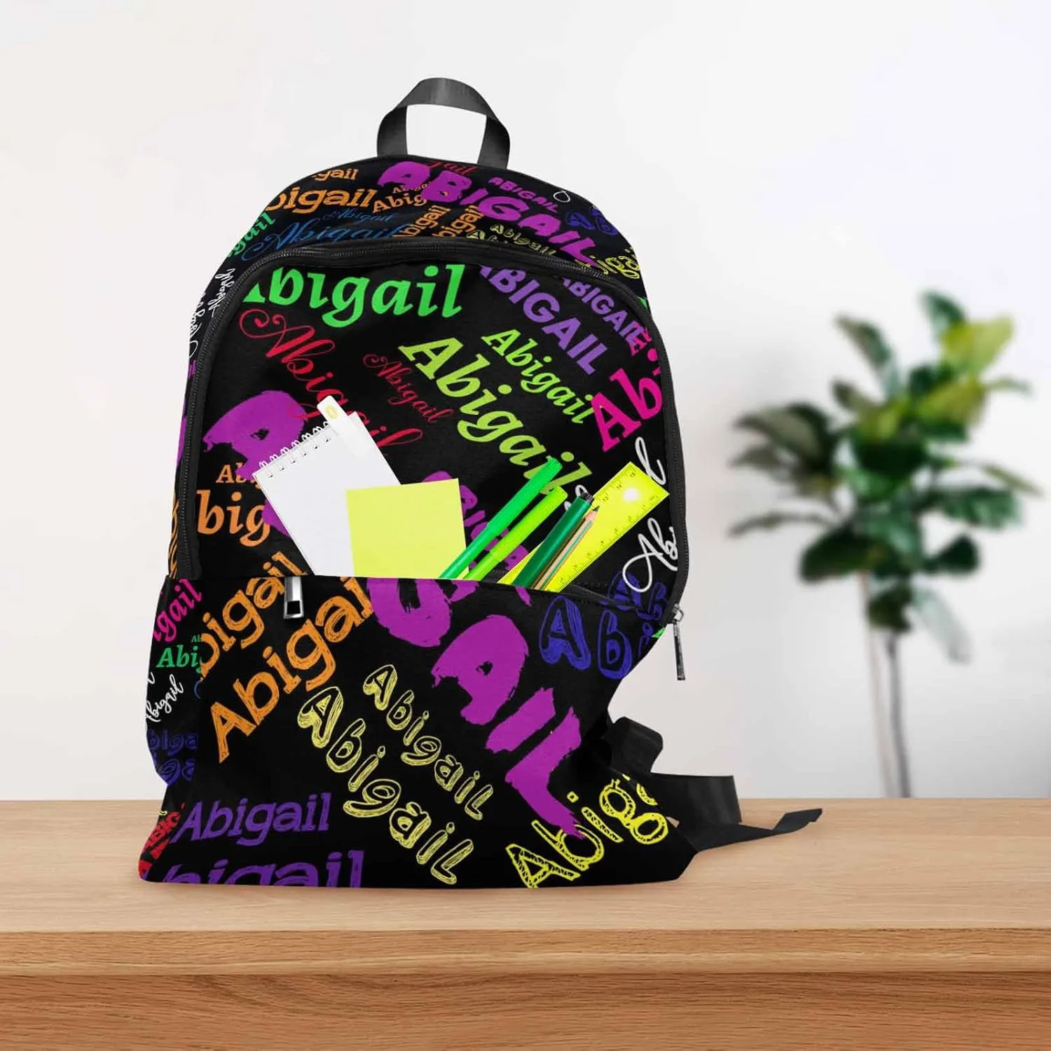 MyPupSocks Custom Name Backpack Bag for Boys Girls, Personalized Text Schoolbag Casual Backpack Customized Bookbag for Kids Unisex Back School Camping Hiking Travel