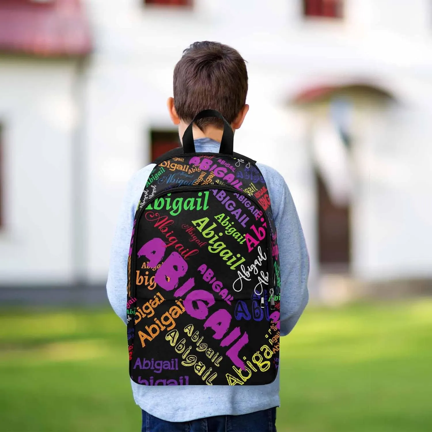 MyPupSocks Custom Name Backpack Bag for Boys Girls, Personalized Text Schoolbag Casual Backpack Customized Bookbag for Kids Unisex Back School Camping Hiking Travel