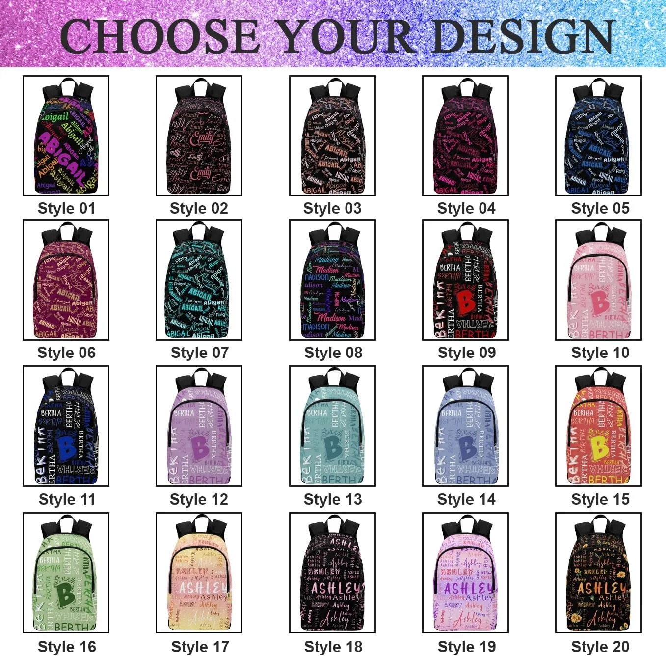 MyPupSocks Custom Name Backpack Bag for Boys Girls, Personalized Text Schoolbag Casual Backpack Customized Bookbag for Kids Unisex Back School Camping Hiking Travel
