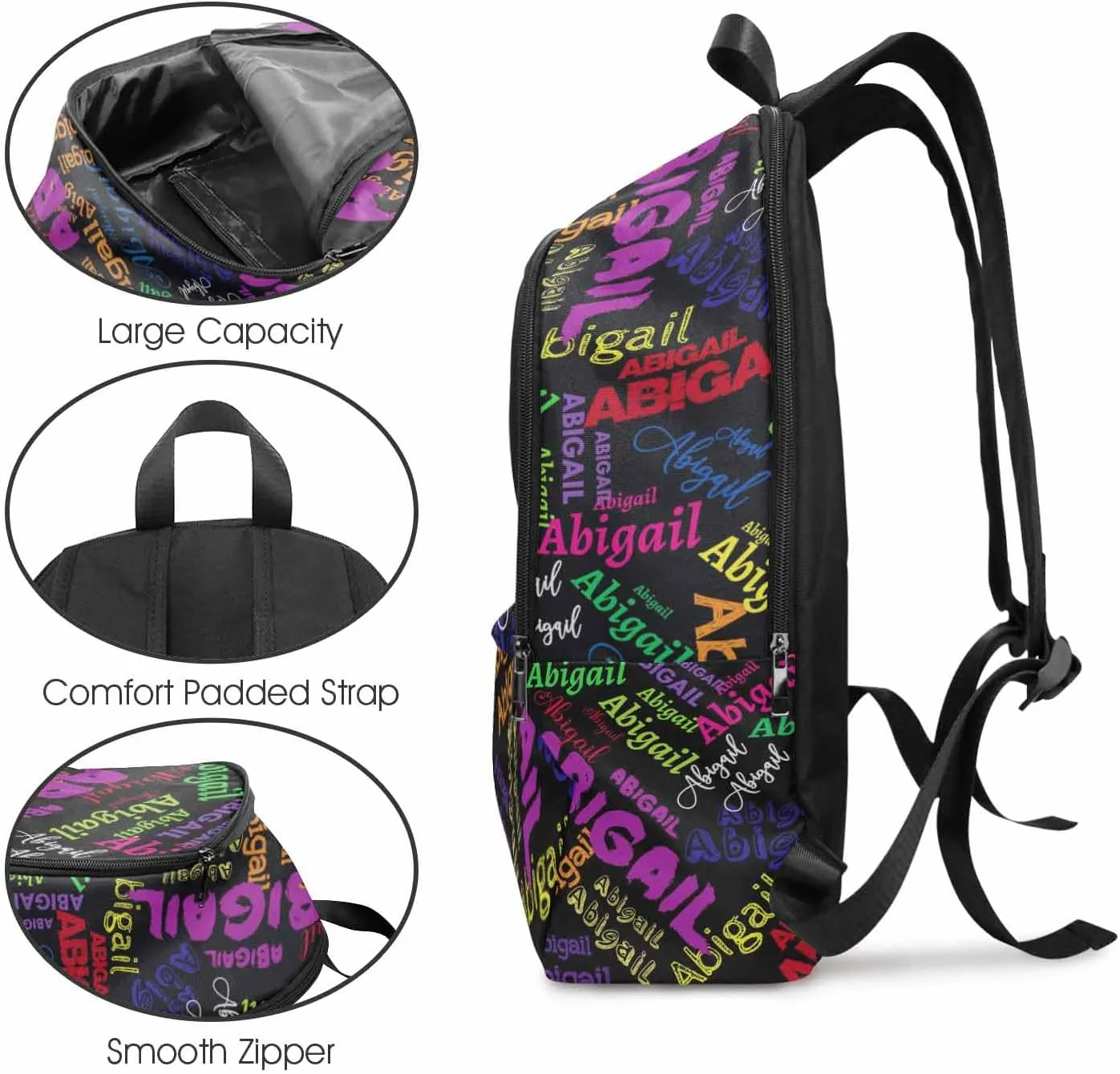 MyPupSocks Custom Name Backpack Bag for Boys Girls, Personalized Text Schoolbag Casual Backpack Customized Bookbag for Kids Unisex Back School Camping Hiking Travel