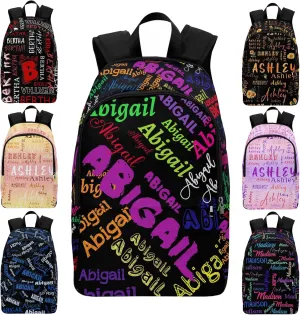 MyPupSocks Custom Name Backpack Bag for Boys Girls, Personalized Text Schoolbag Casual Backpack Customized Bookbag for Kids Unisex Back School Camping Hiking Travel