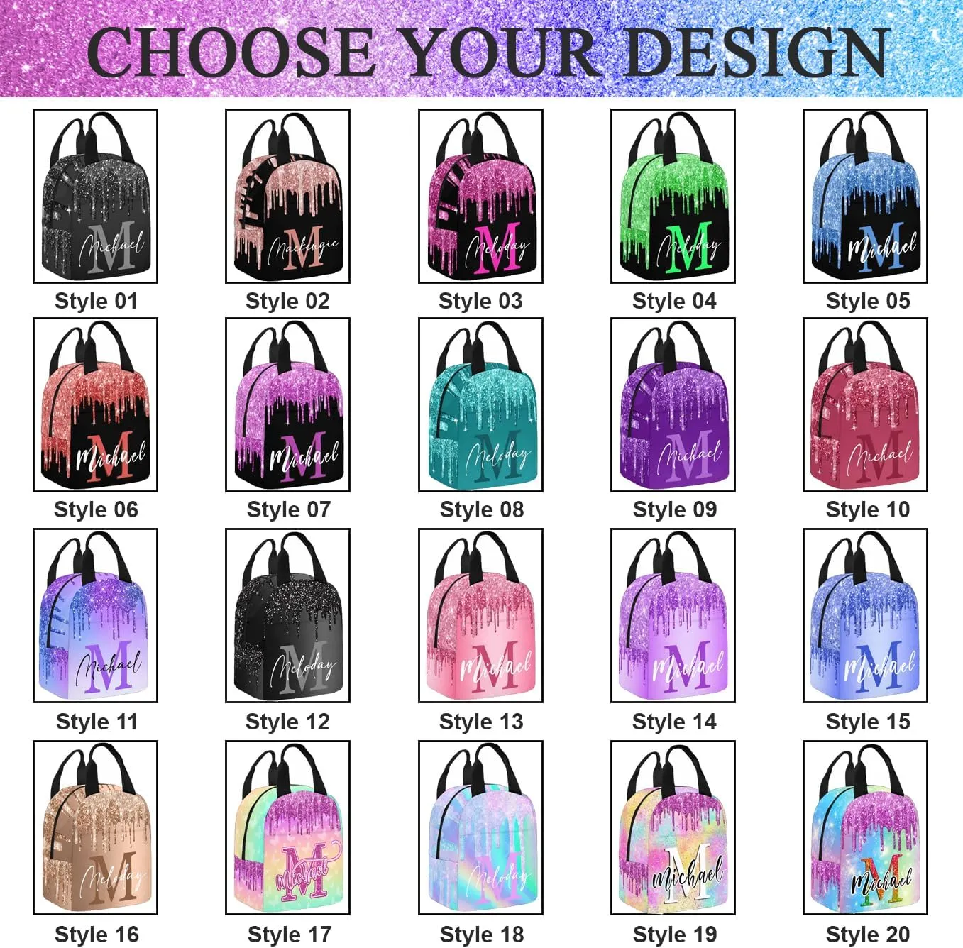 MyPupSocks Custom School Backpack for Kids Boys Girls, Personalized Glitter Casual Backpack Schoolbag Customized Bookbag or Lunch Bag for Unisex Students Back School Multipurpose Camping Travel Bag