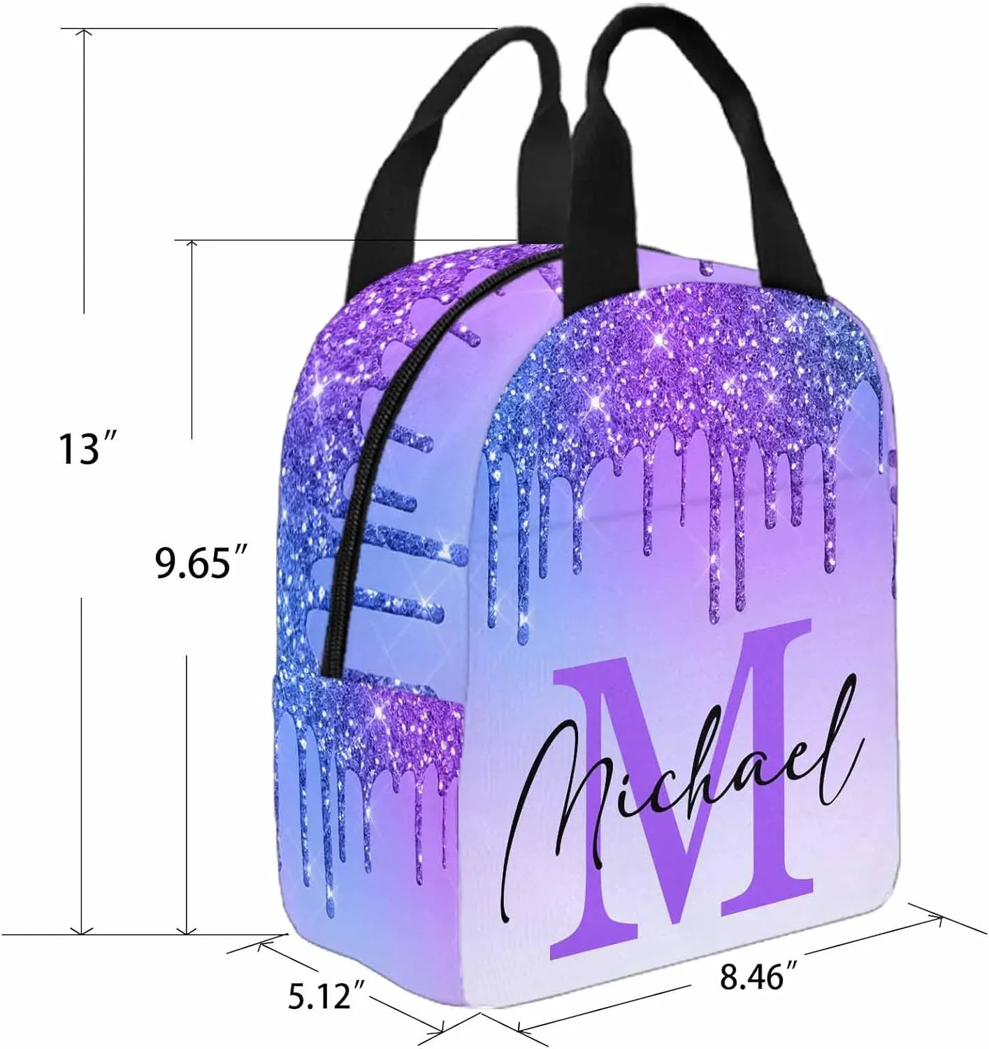 MyPupSocks Custom School Backpack for Kids Boys Girls, Personalized Glitter Casual Backpack Schoolbag Customized Bookbag or Lunch Bag for Unisex Students Back School Multipurpose Camping Travel Bag