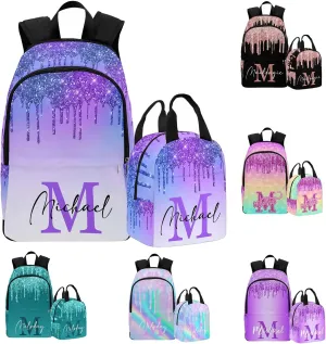 MyPupSocks Custom School Backpack for Kids Boys Girls, Personalized Glitter Casual Backpack Schoolbag Customized Bookbag or Lunch Bag for Unisex Students Back School Multipurpose Camping Travel Bag
