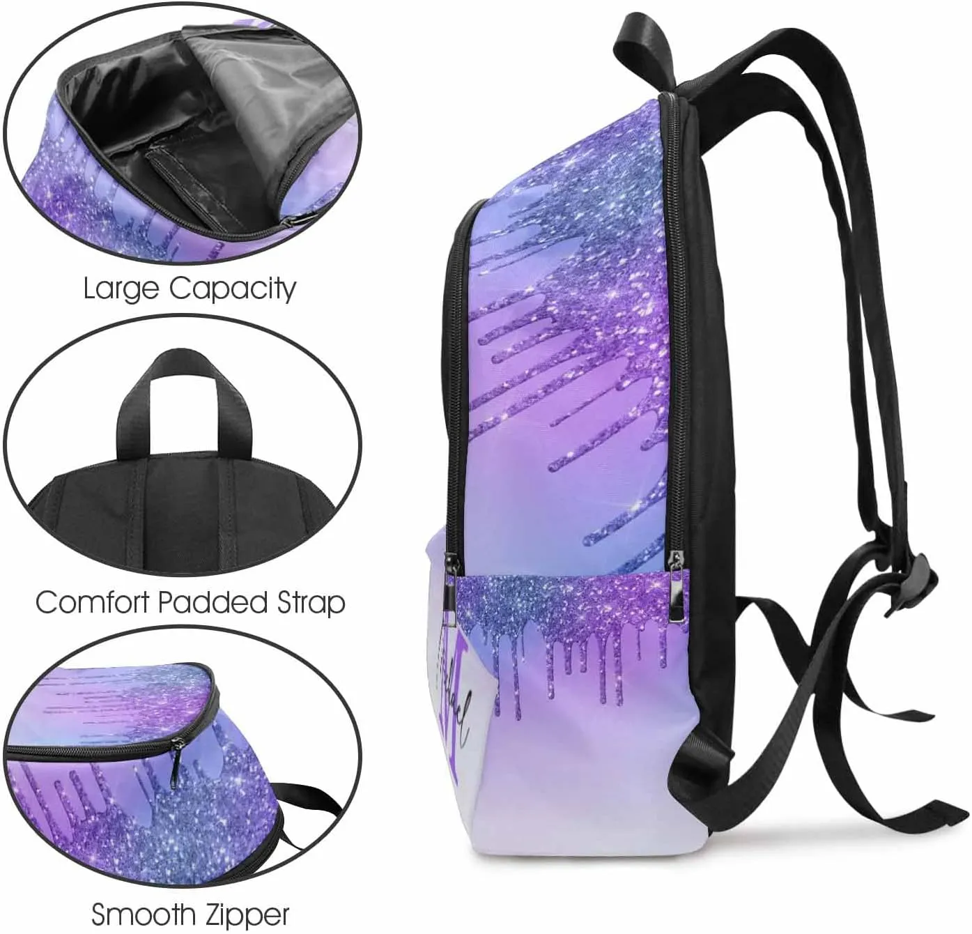 MyPupSocks Custom School Backpack for Kids Boys Girls, Personalized Glitter Casual Backpack Schoolbag Customized Bookbag or Lunch Bag for Unisex Students Back School Multipurpose Camping Travel Bag