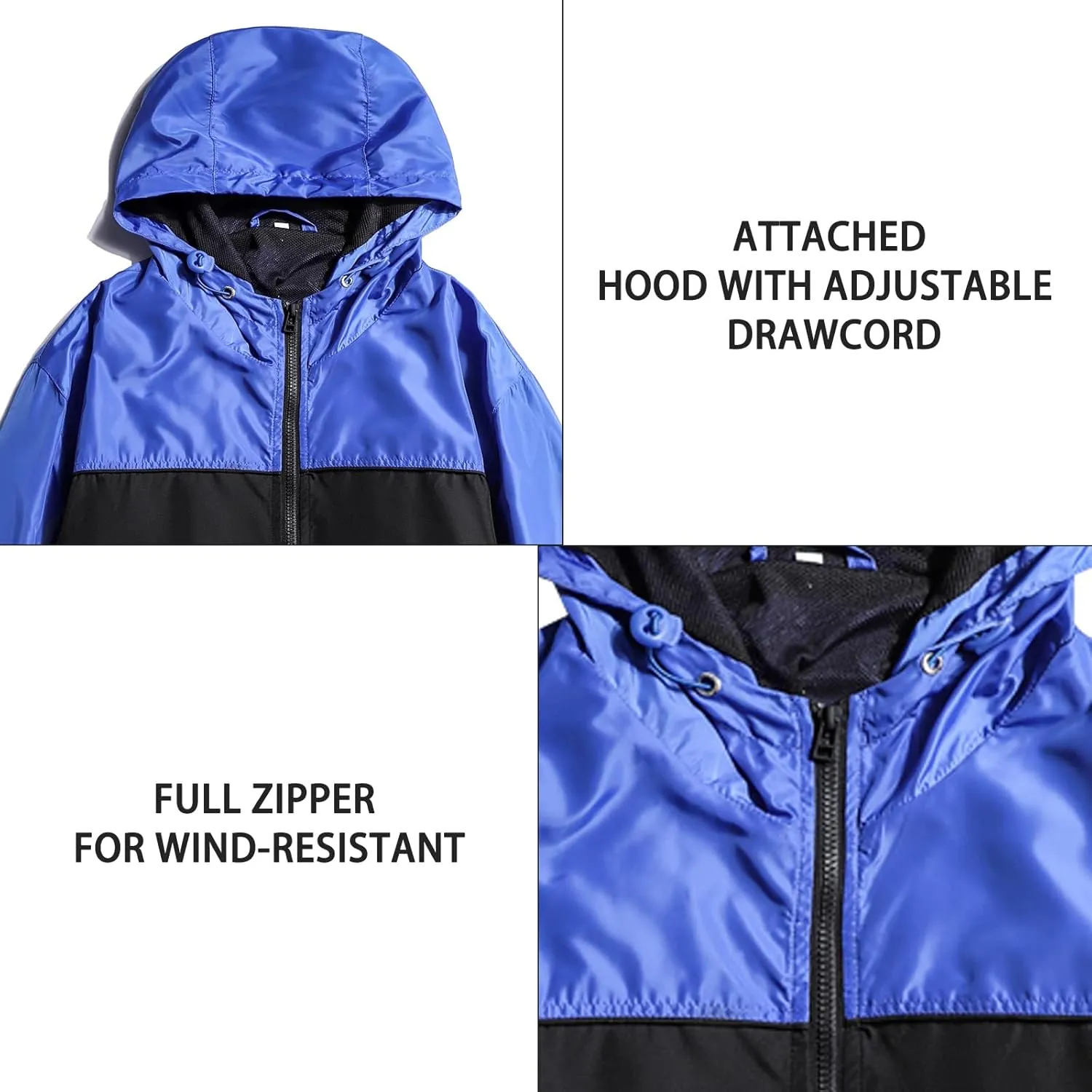 Mywu Lightweight Windbreaker Jacket Men with Mesh Lined for Hiking Travel Water Resistant Men Rain Jacket…