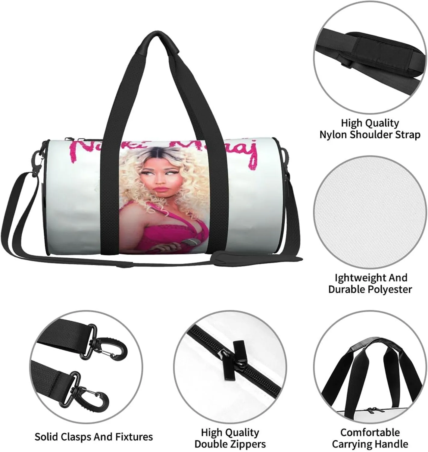 N-icki Minaj Sport Duffel Bag,Travel Duffle Bag Sports Gym Bag,Tote Weekender Bag for Women Men Business Trip