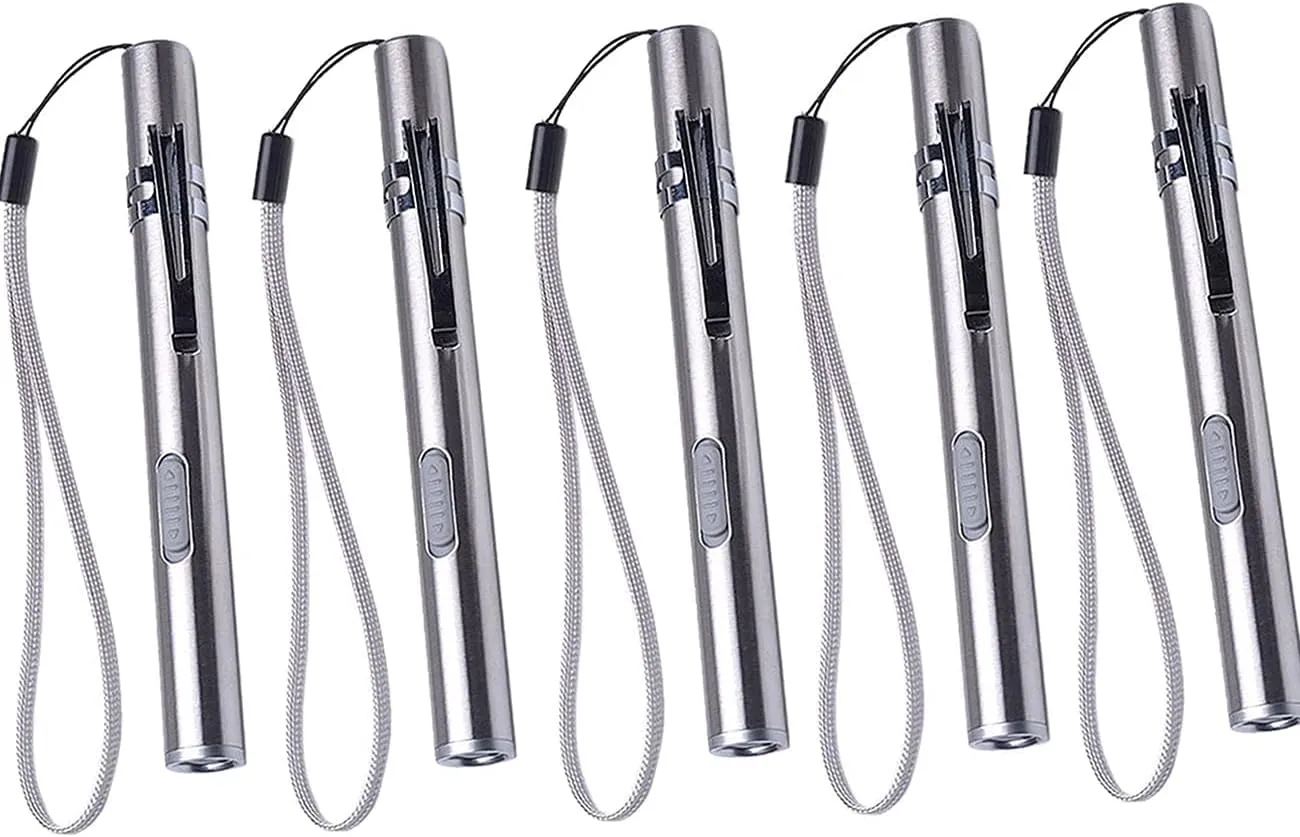 NA 5 Pack Pen Light Flashlight Pocket Flashlight 400 Lumens Bright LED Mini Pen Torch Small Compact Penlight with Built-in Battery and USB Cable for Camping Outdoor Reading Repair Work Examination