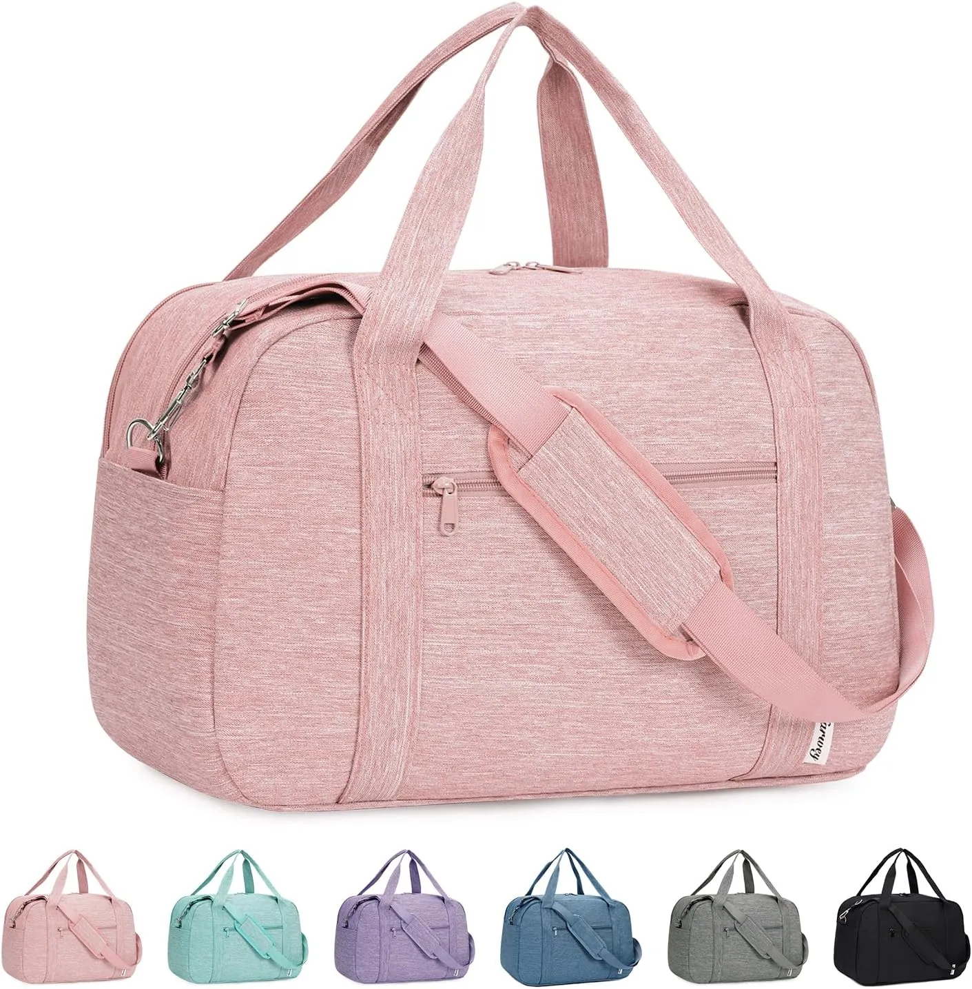 Narwey 18" Carry on Bag with Laptop Compartment 15.6 Inch Travel Duffel Bag for Spirit Airlines Personal Item Bag Overnight Weekender Bag with Wet Pocket for Women and Men (Pink)