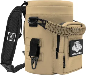 NATURE PIONEOR 32 64 128oz Tactical Water Bottle Pouch, Multi-Function Tactical Water Bottle Bag with Adjustable Shoulder Strap, Half/One Gallon Molle Strap Carrier Holder