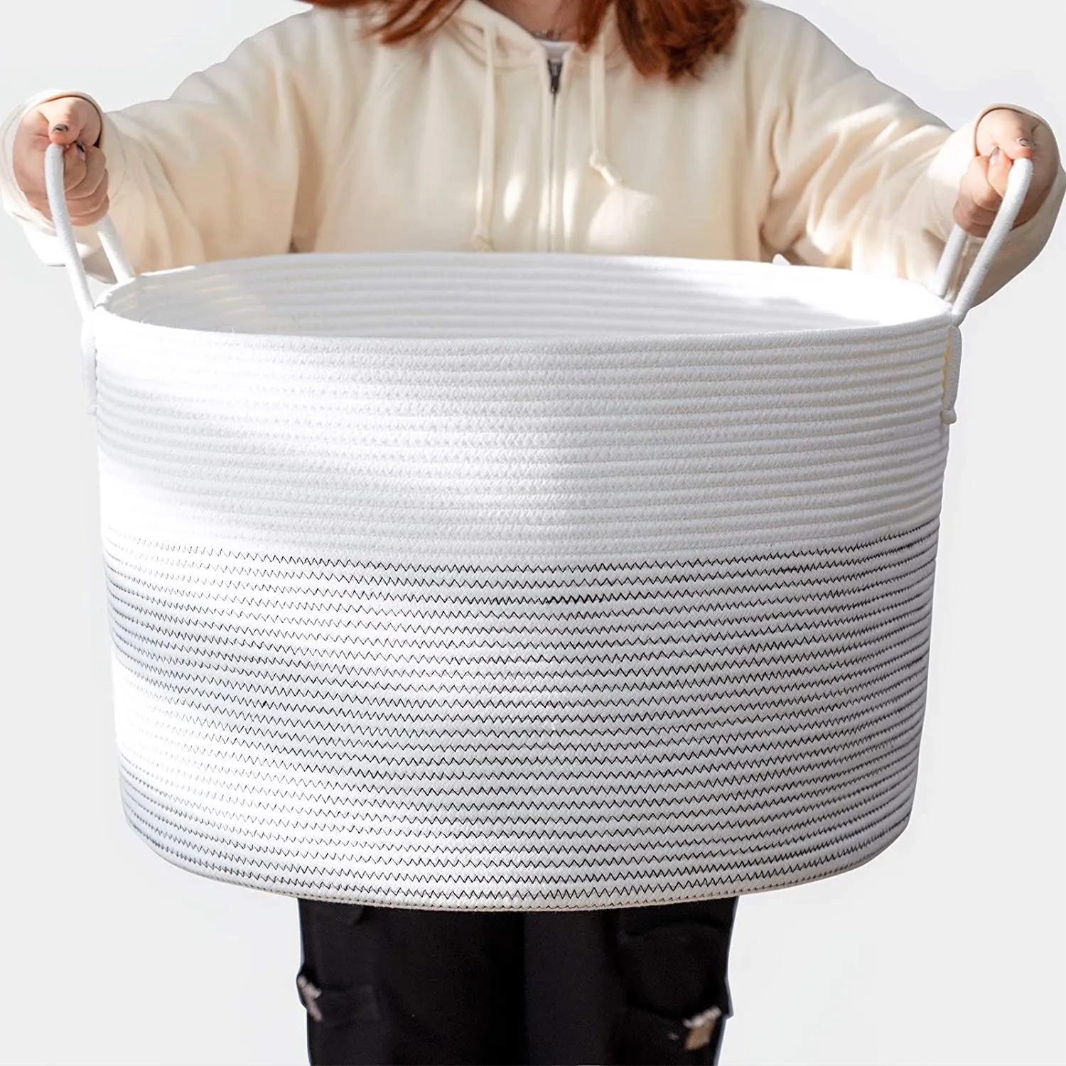 New Supersized Woven Cotton Rope Basket, great for blanket storage, toys, laundry!
