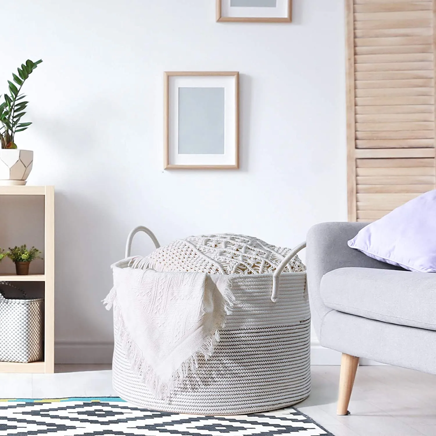 New Supersized Woven Cotton Rope Basket, great for blanket storage, toys, laundry!