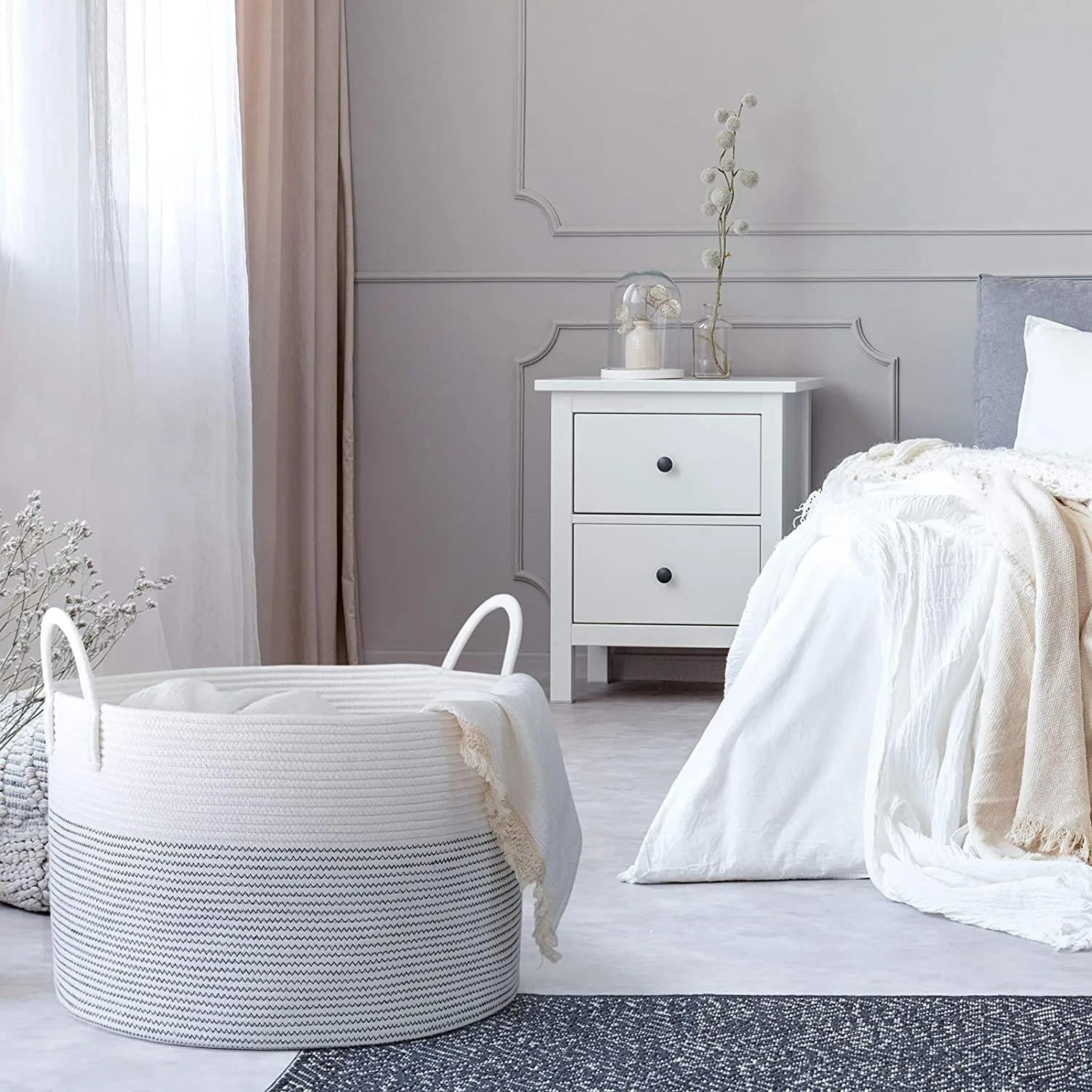 New Supersized Woven Cotton Rope Basket, great for blanket storage, toys, laundry!