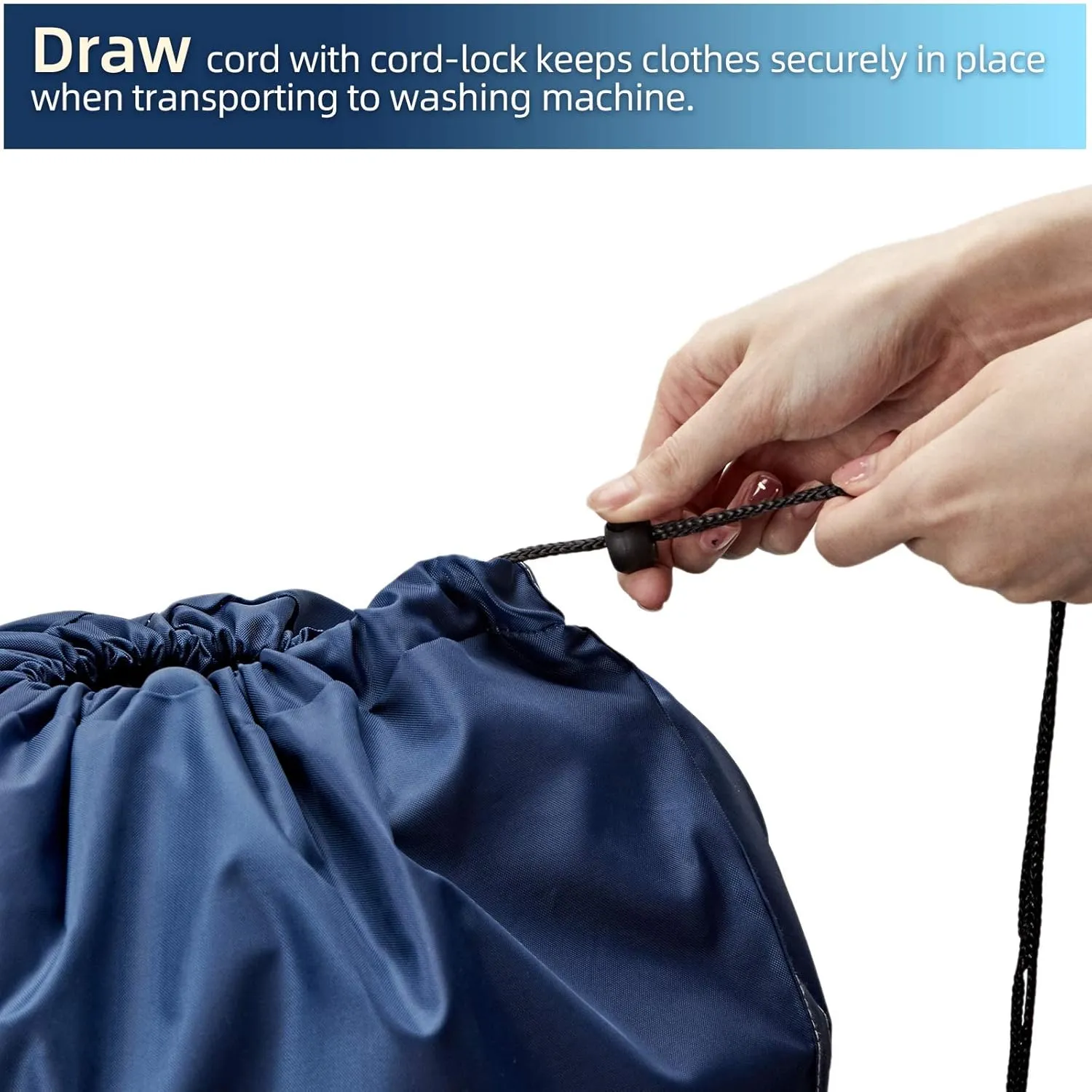 NICOGENA Wash Me Laundry Bag 2 packs, 28x40 inches Rips & Tears Resistant Large Dirty Clothes Storage, Machine Washable, Heavy Duty Hamper Liner for College Students, Sky&Navy Blue
