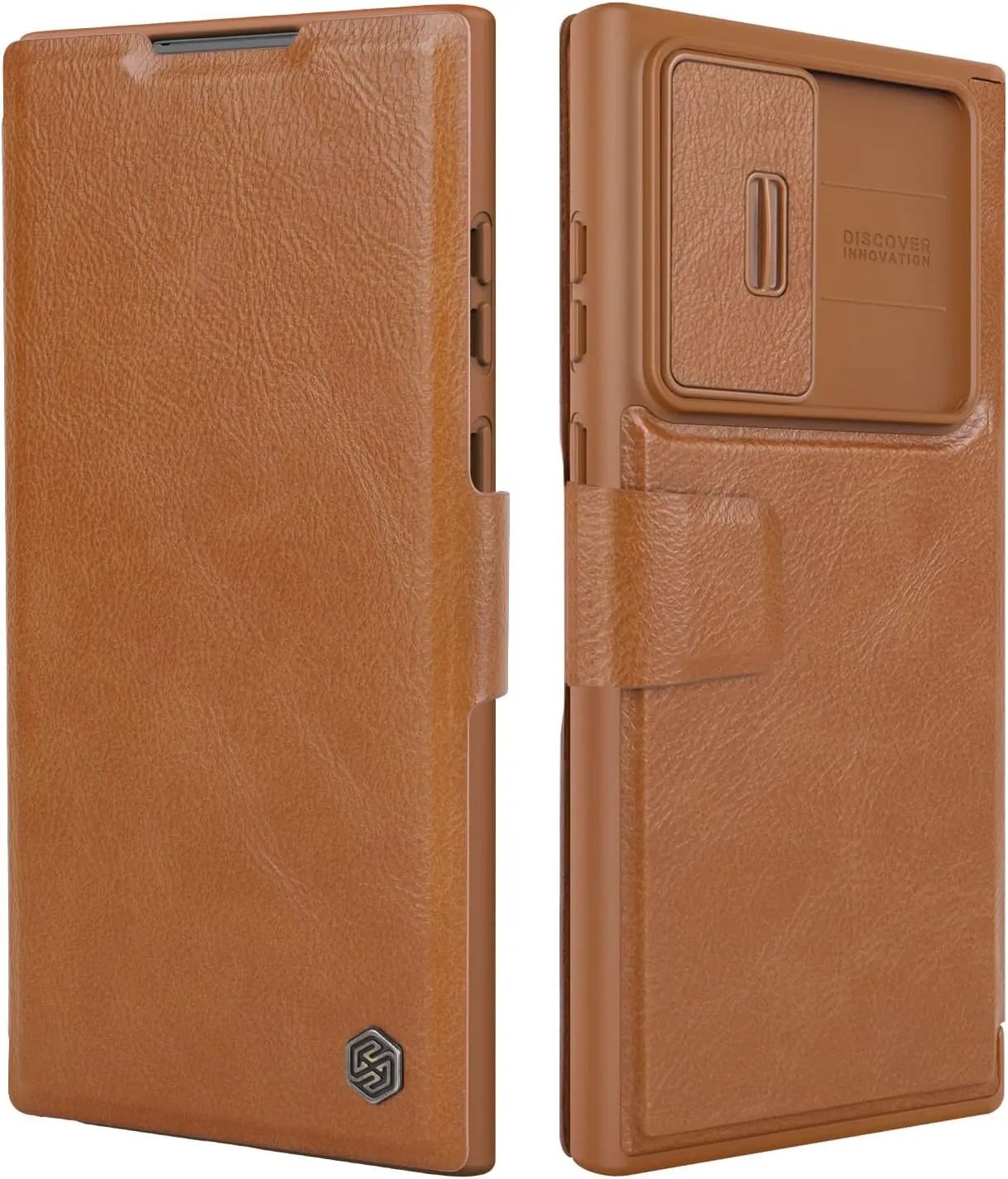 Nillkin Galaxy S22 Ultra Wallet Case with Card Holder and Camera Cover, PU Leather Case Flip Cover with Slide Camera Protection for Samsung Galaxy S22 Ultra 5G 6.8'' 2022, Brown