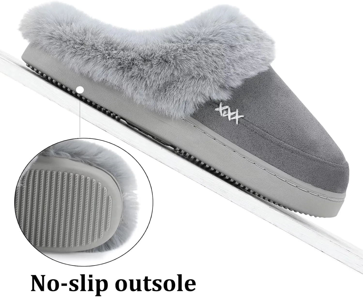 NineCiFun Women's and Men's Suede House Slippers Slip on Fuzzy Slippers with Faux Fur Lining Indoor Outdoor Home Shoes with Rubber Sole