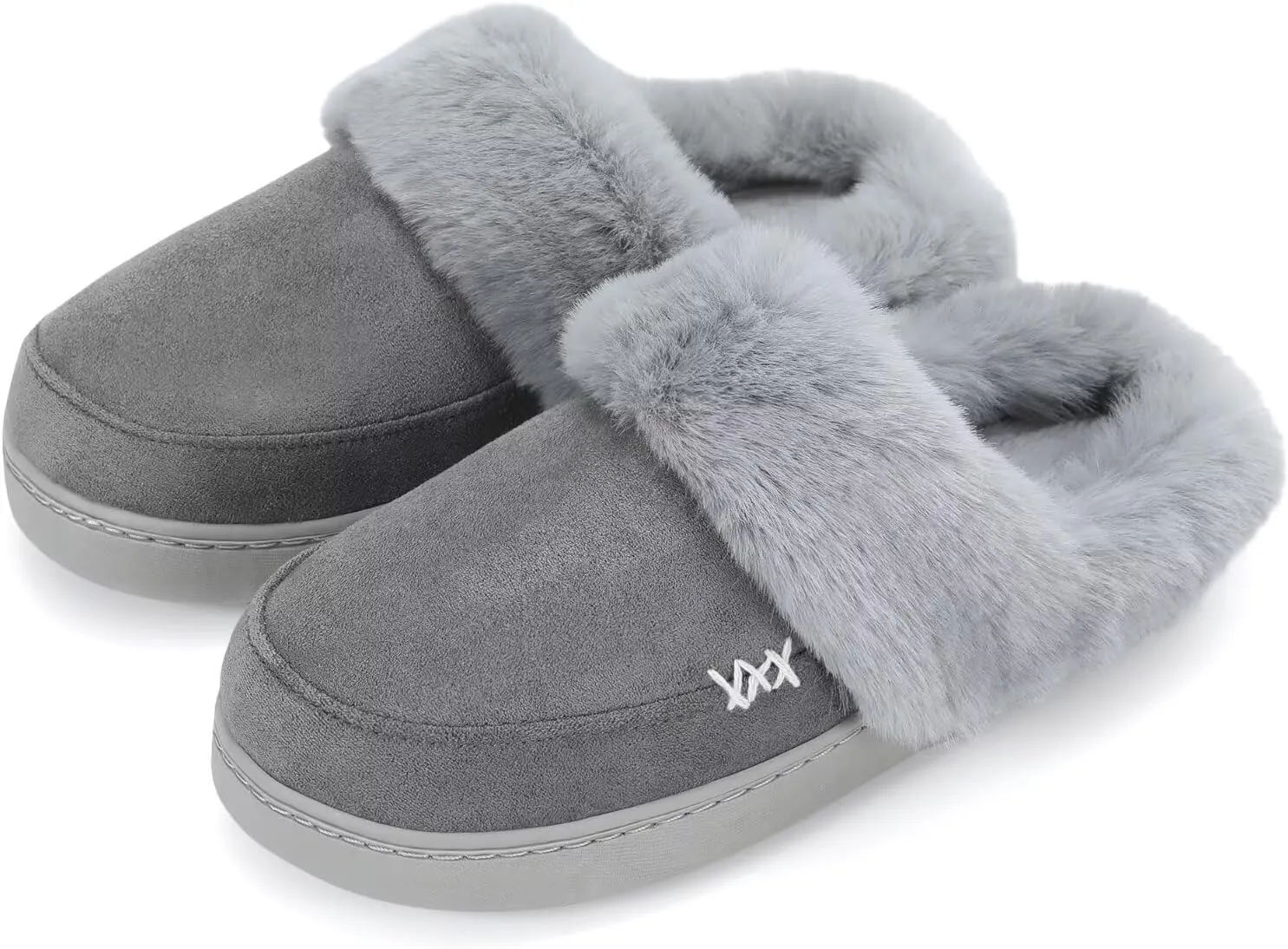 NineCiFun Women's and Men's Suede House Slippers Slip on Fuzzy Slippers with Faux Fur Lining Indoor Outdoor Home Shoes with Rubber Sole