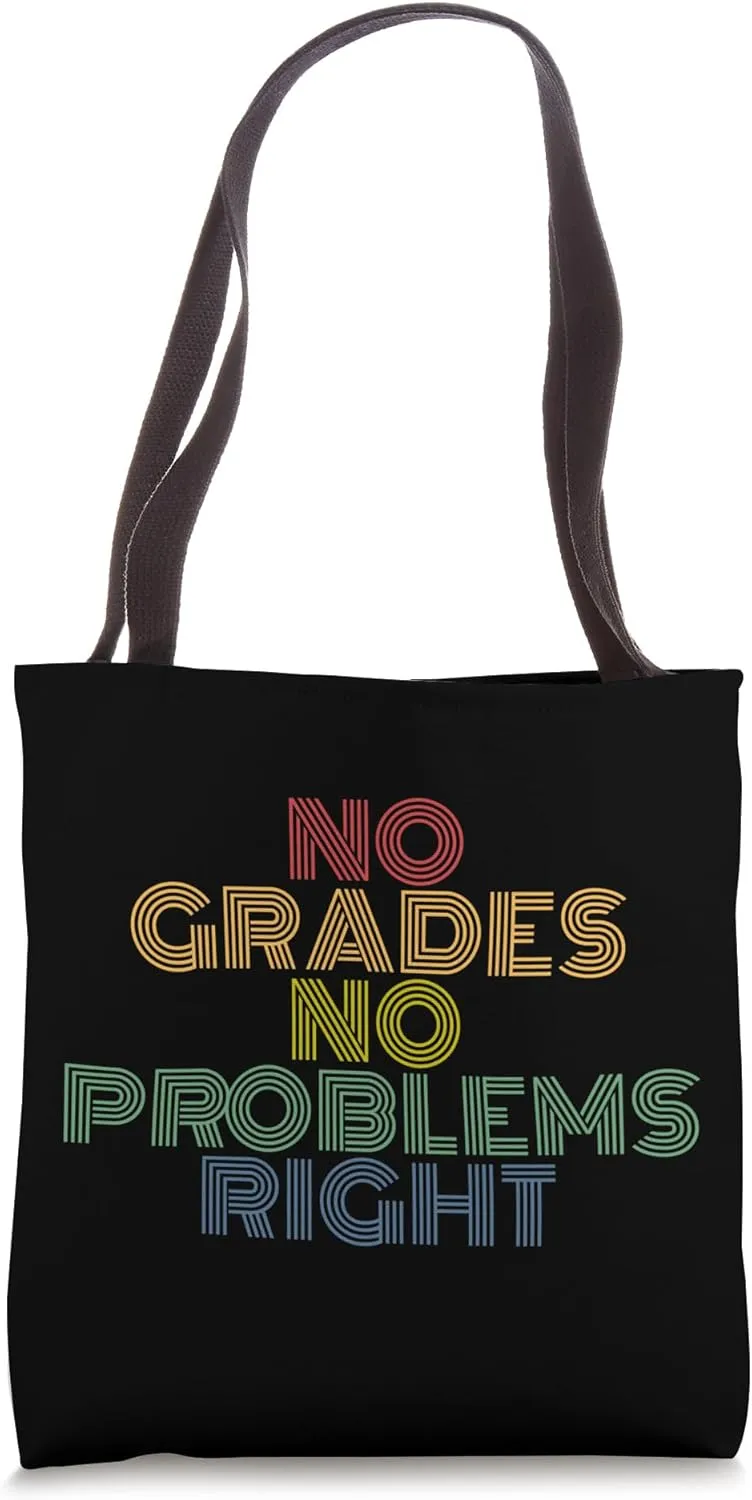 No Grades No Problems Right Retro Summer Tote Bag