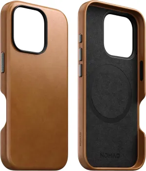 NOMAD iPhone 16 Pro Leather Case English Tan - iPhone 16 Pro Case with Traditional Leather Magsafe Charging Compatible, Leather Phone Case for iPhone 16 Pro