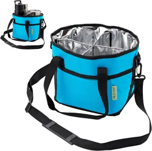 NoNa & Bee 4 Water Bottle Holder with Strap | Family Size 4 Compartment Drink Bag, Multiple Tumbler Carrier Caddy | Adjustable Fits Large & Small Drinks | Hands Free, Won't Tip Over in Car