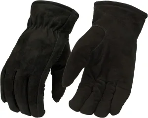North American Trading-Men's Black Thermal Lined Deer Suede Gloves-BLACK-X-LARGE