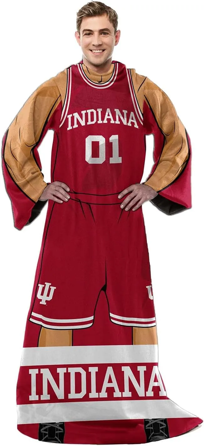 NORTHWEST NCAA Team Wearable Blanket with Sleeves - Sherpa Fleece Blanket - Wrap Yourself in Cozy Team Pride & Warmth (Indiana Hoosiers - Crimson)
