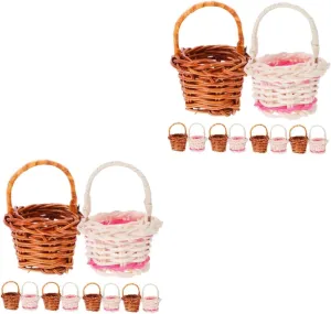 NUOBESTY 20pcs Miniature Wood Baskets Mini Hamper Baskets Playset Mini Scene Props for Garden Fairy Ornament Dollhouse Decoration