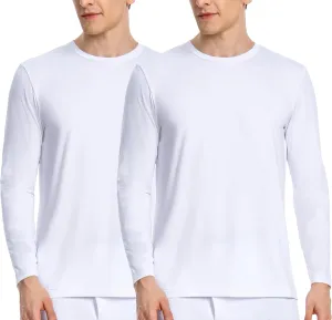 Nutria Mens Thermal Underwear Crew Top 2 Packs Fleece Lined Thermal Shirts for Men Undershirt Long Sleeves Lightweight U07A