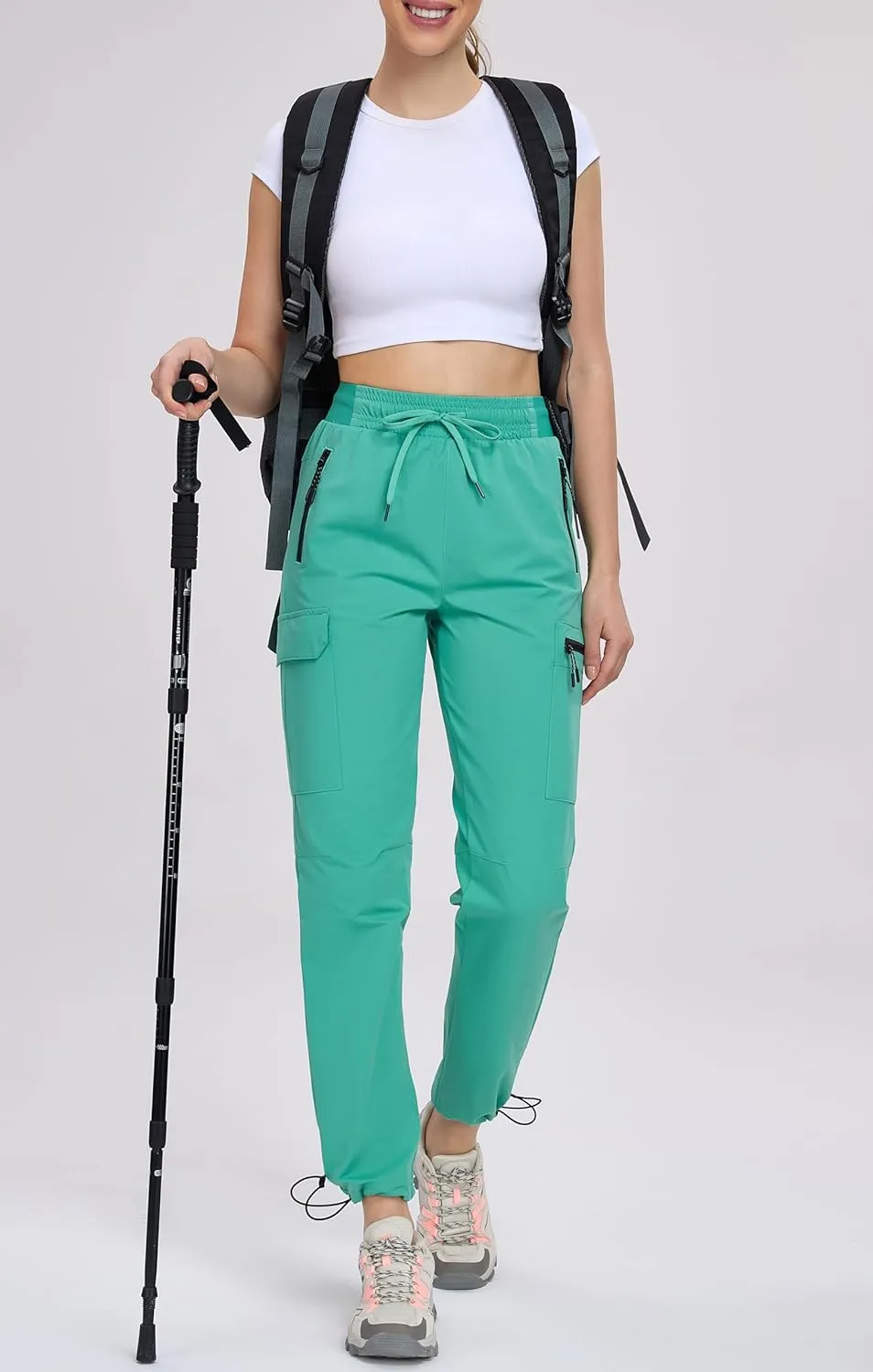 Oalka Women's Hiking Pants Water Resistant Quick Dry Cargo Pockets Pants