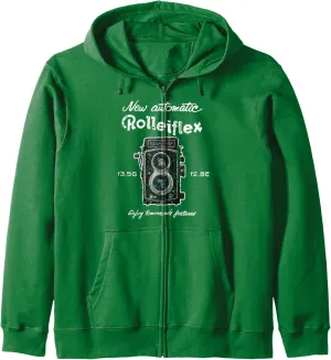 Old Vintage Rolleiflex Camera Distressed Design Zip Hoodie