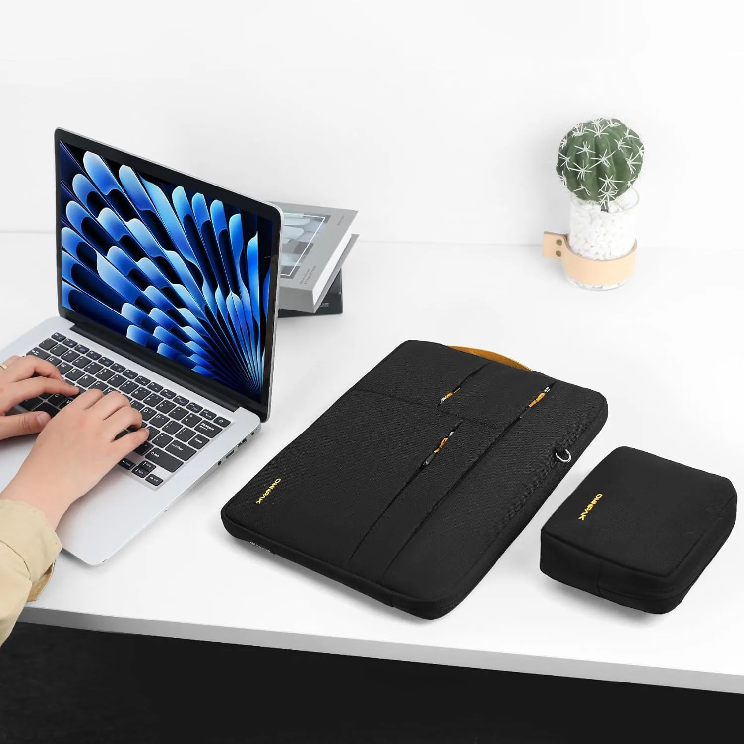Omnpak for 13.6 inch MacBook Air Case Sleeve Compatible with MacBook Air 13.6 M4/M3/M2/M1,MacBook Pro 13-14 inch,Recycled PET Laptop Carrying Case with Handle and Accessory Pocket