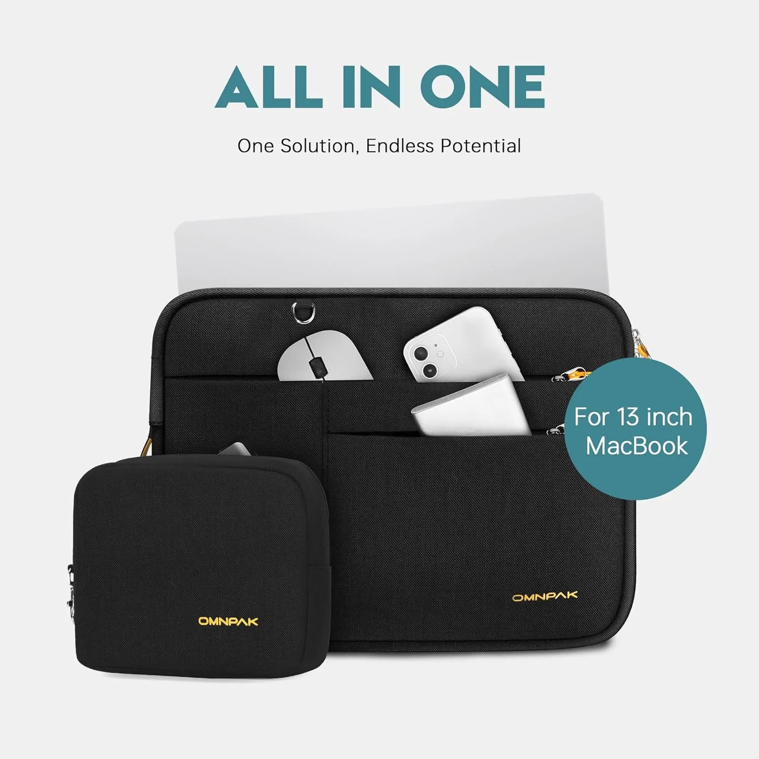 Omnpak for 13.6 inch MacBook Air Case Sleeve Compatible with MacBook Air 13.6 M4/M3/M2/M1,MacBook Pro 13-14 inch,Recycled PET Laptop Carrying Case with Handle and Accessory Pocket