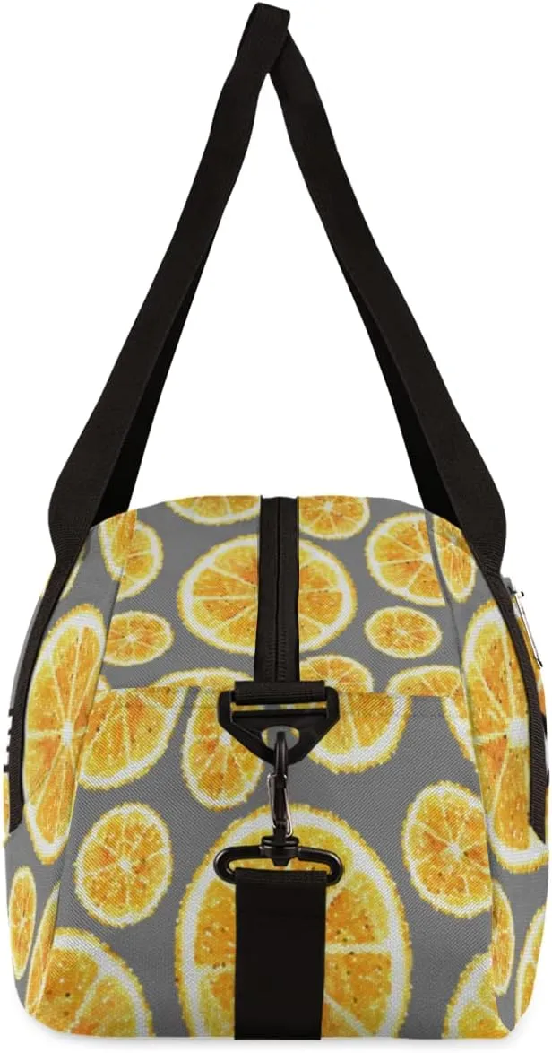 Orange Pattern Fruit Personalized Kids Duffel Bag for Girls Boys, Orange Debris Custom Name Dance Bag Overnight Small Duffel Bag Carry On Weekend Travel Bag for School Practice Gymnastics Ballet