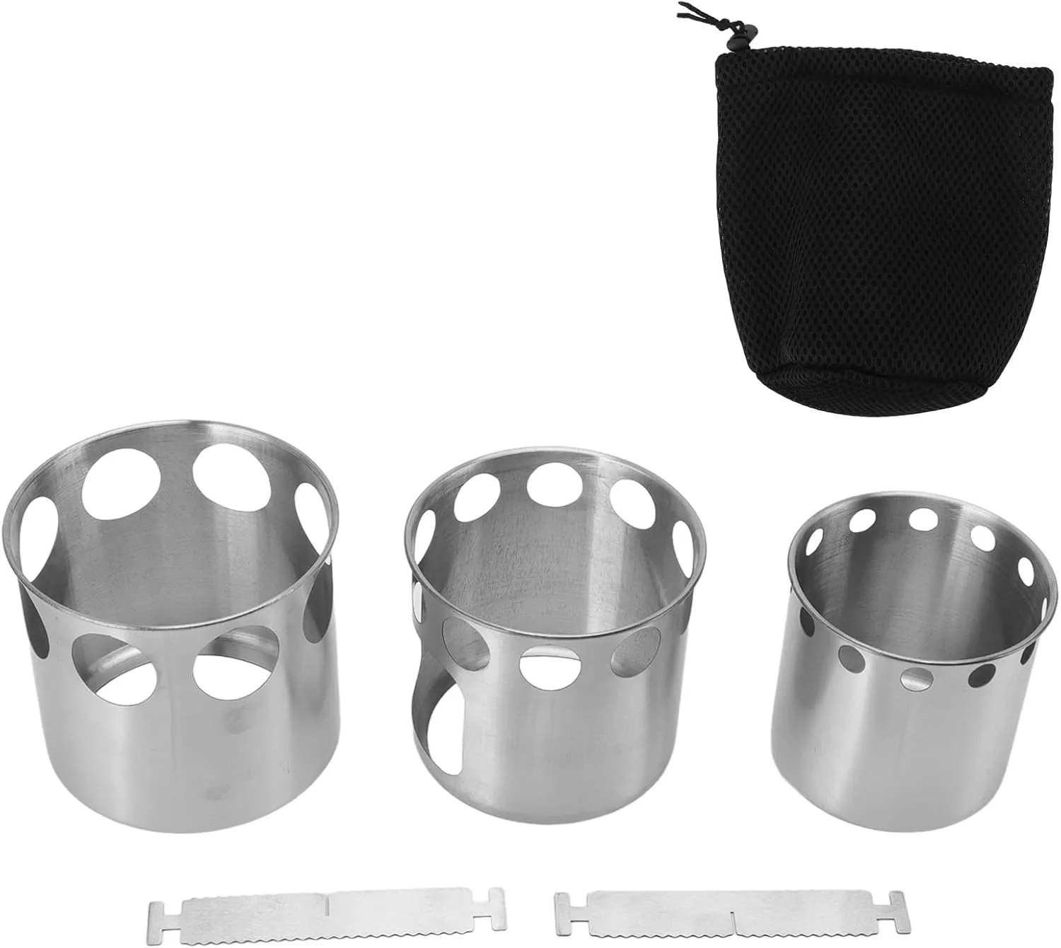 OUKENS Camping Stove, Wood Stove/Backpacking Survival Stove, Windproof Anti-Slip Portable Stainless Steel Wood Burning Stove with Nylon Carry Bag for Outdoor Backpacking Hiking Traveling Picnic BBQ