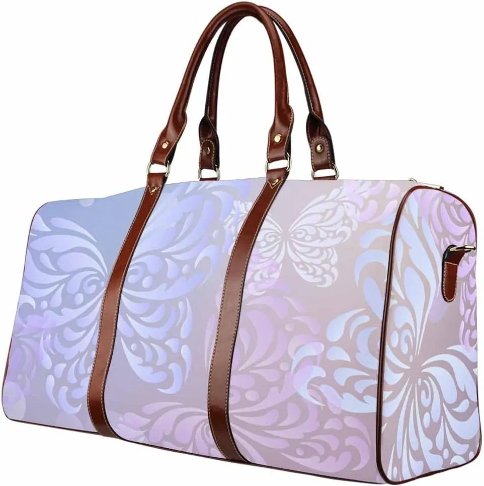 Overnight Bags For Women Abstracts Background With Butterflies Foldable Travel Duffel Bag Tote Carry On Luggage Bag(Type-1,18.62"x 8.5"x 9.65")