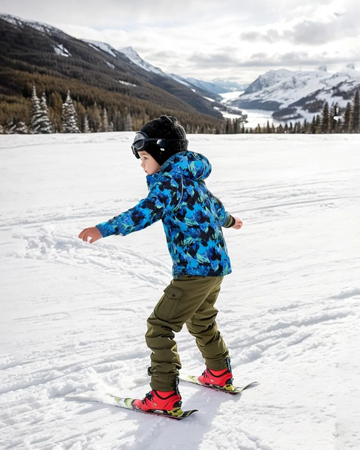 Owntop Kids Winter Ski Jacket Waterproof, Boys Girls Puffer Jacket, Insulated Lining Reflective Strip for Skiing, Snow Play