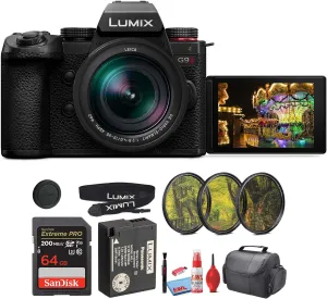Panasonic Lumix G9 II Micro Four Thirds Mirrorless Camera, 25.2MP with 12-60mm F2.8-4 Lens (DC-G9M2LK)   Filter Kit   64GB Card   Card Reader   Bag   Cleaning Kit