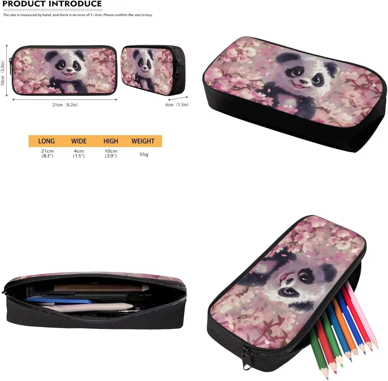 Panda Backpack for School Large Capacity 17 Inch Elementary Girl Bookbag and Lunch Box Set 4 Piece Middle School Book Bags 6th Grade Girls Mochilas Para Niñas