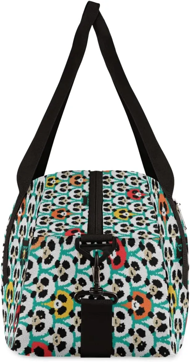 Panda Cartoon Personalized Kids Duffel Bag for Girls Boys, Panda Debris Custom Name Dance Bag Overnight Small Duffel Bag Carry On Weekend Sports Travel Bag for School Practice Gymnastics Ballet