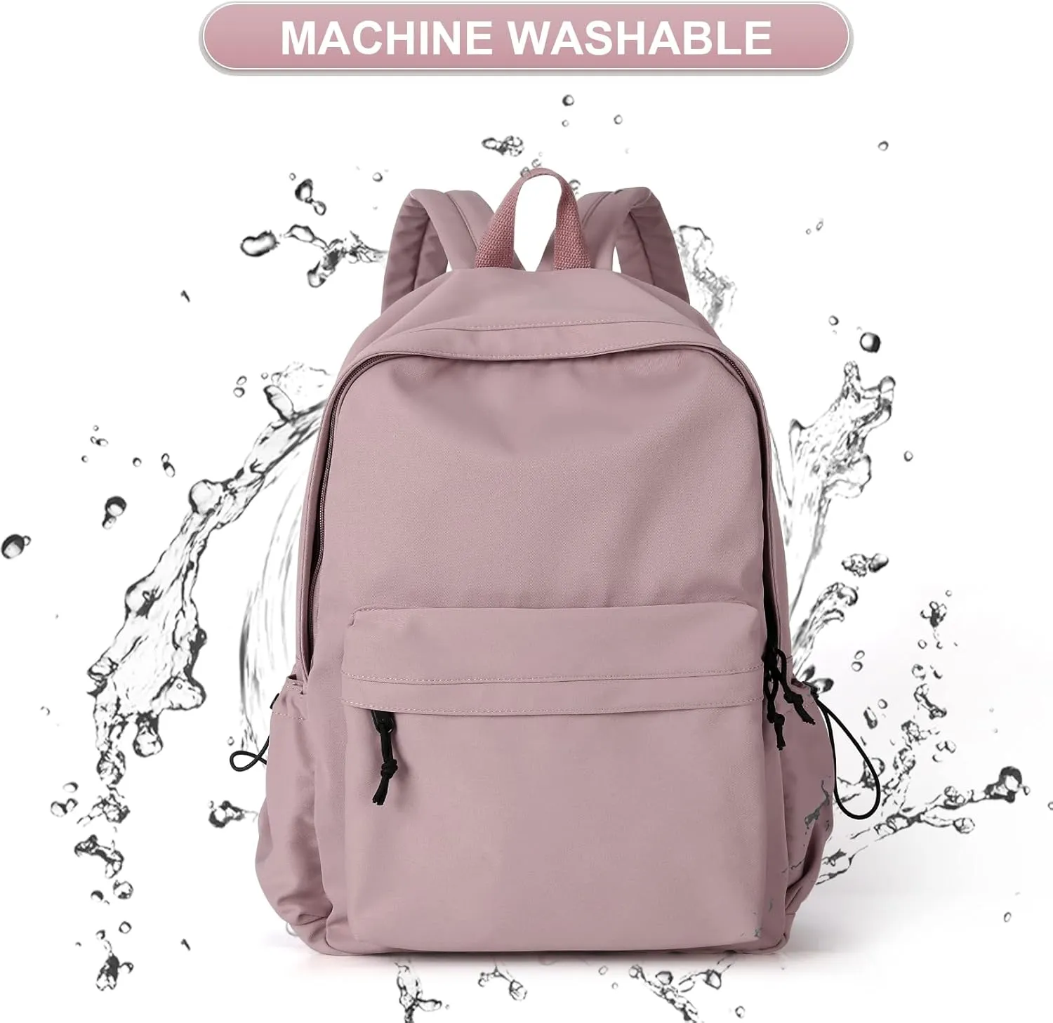 PAUBACK Purple School Backpack for Girls Water Resistant High School Book Bag Simple Backpack for Teens Boys Girls, Lightweight Simple Middle School Back Pack Daypack