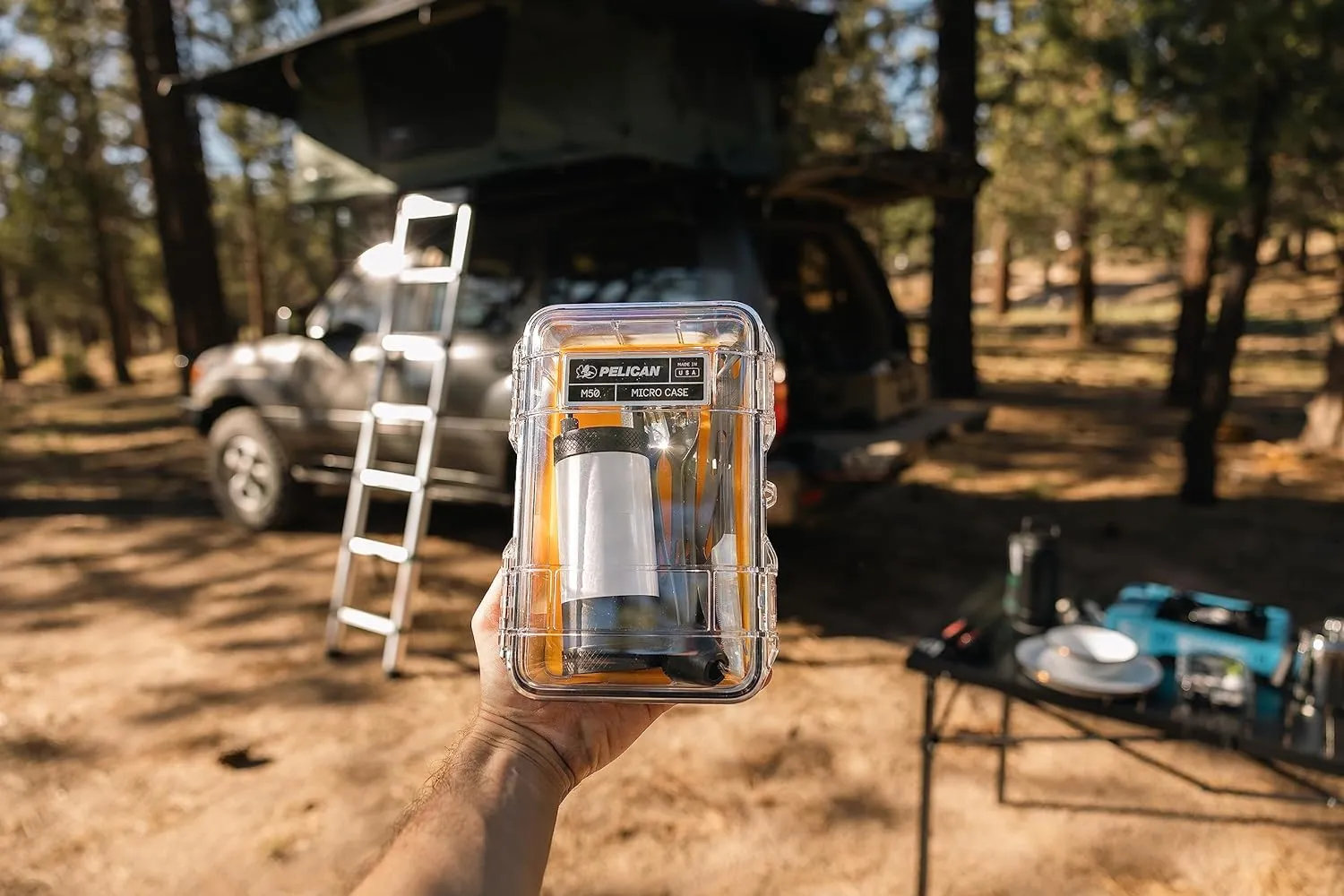 Pelican M60 Micro Case - Waterproof Case (Dry Box, Field Box) for iPhone, GoPro, Camera, Camping, Fishing, Hiking, Kayak, Beach and More (Black/Clear)