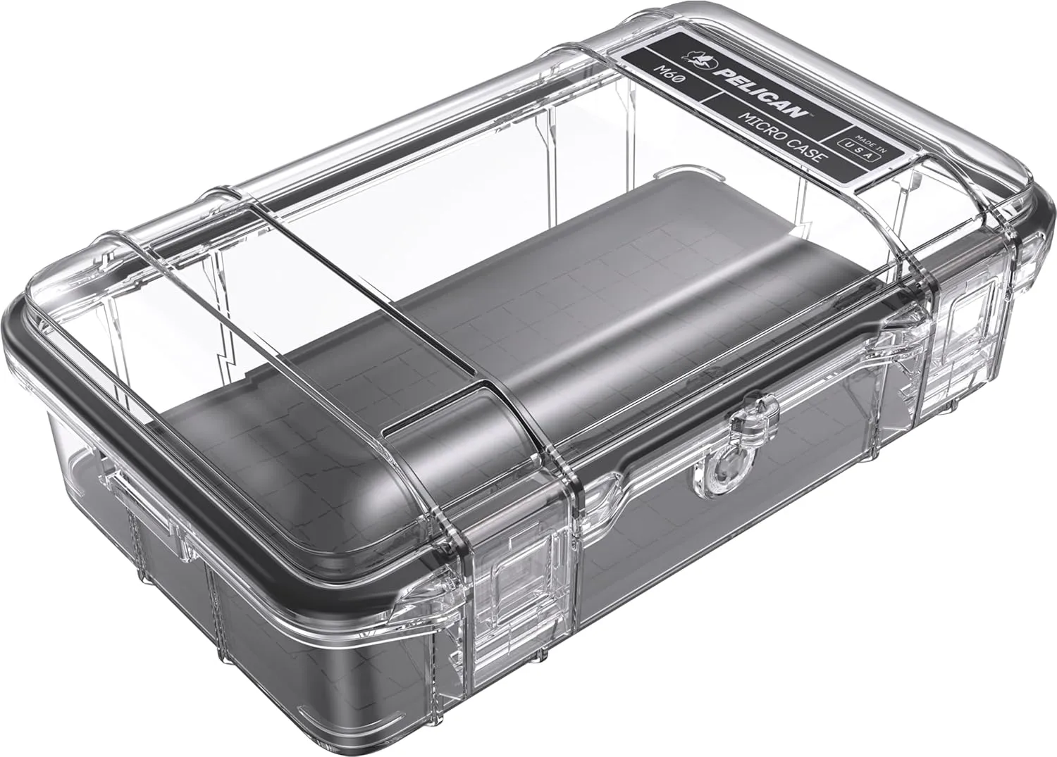 Pelican M60 Micro Case - Waterproof Case (Dry Box, Field Box) for iPhone, GoPro, Camera, Camping, Fishing, Hiking, Kayak, Beach and More (Black/Clear)