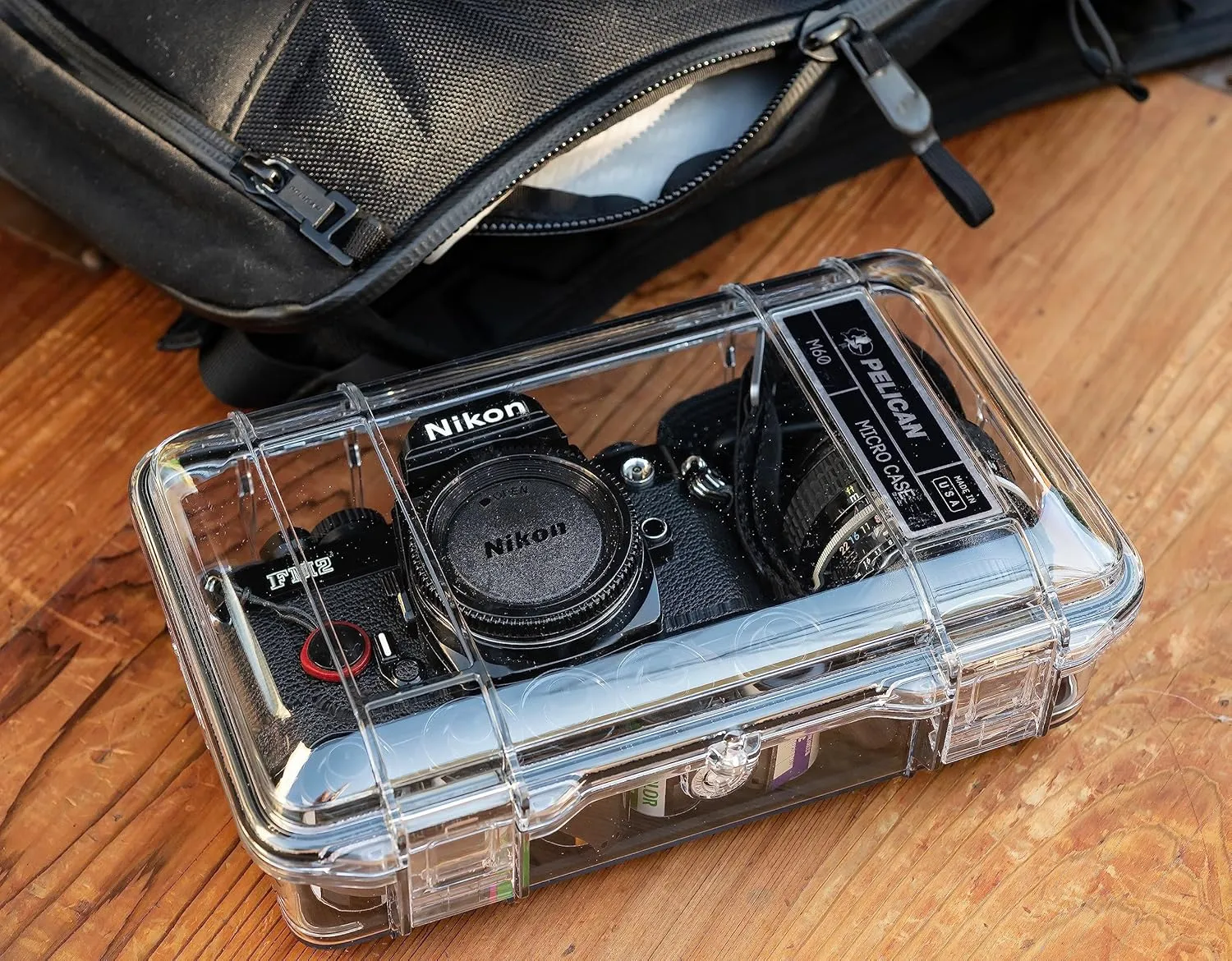 Pelican M60 Micro Case - Waterproof Case (Dry Box, Field Box) for iPhone, GoPro, Camera, Camping, Fishing, Hiking, Kayak, Beach and More (Black/Clear)