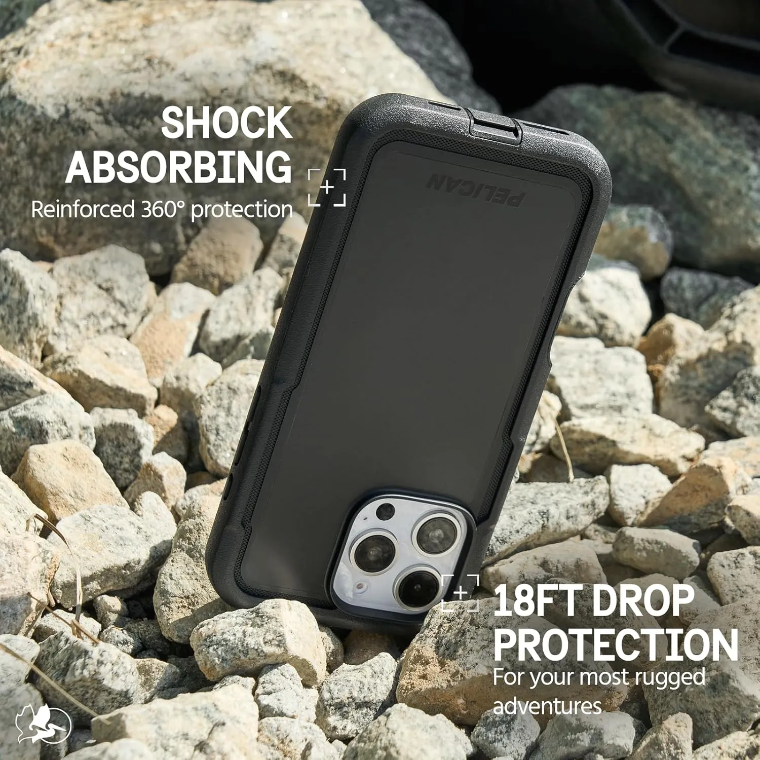 Pelican Voyager iPhone 16 Pro Max Case [Compatible with MagSafe] Rugged Phone Case w/ 18ft Military-Grade Drop Protection - Heavy Duty Phone Cover w/ Belt Clip Holster for iPhone 16 Pro Max - Black
