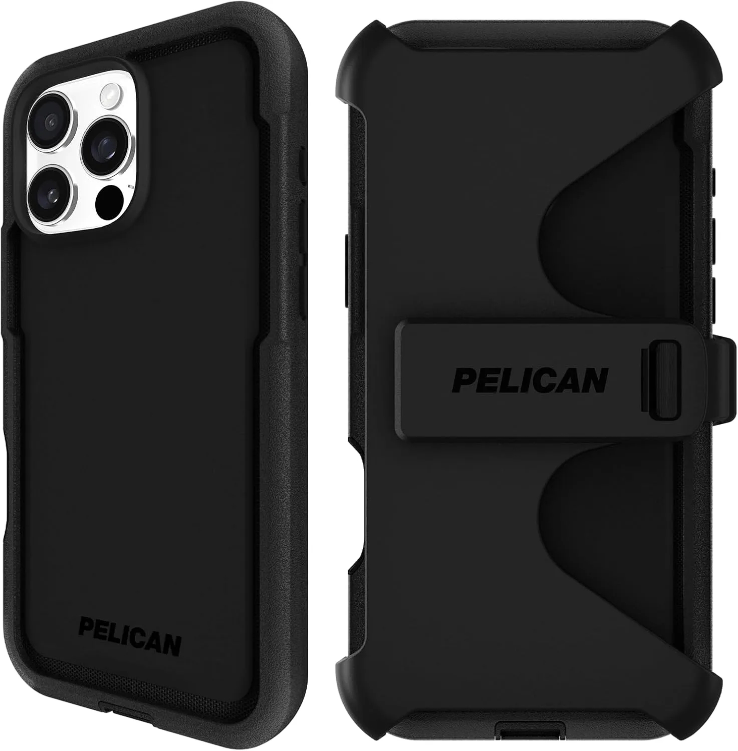 Pelican Voyager iPhone 16 Pro Max Case [Compatible with MagSafe] Rugged Phone Case w/ 18ft Military-Grade Drop Protection - Heavy Duty Phone Cover w/ Belt Clip Holster for iPhone 16 Pro Max - Black
