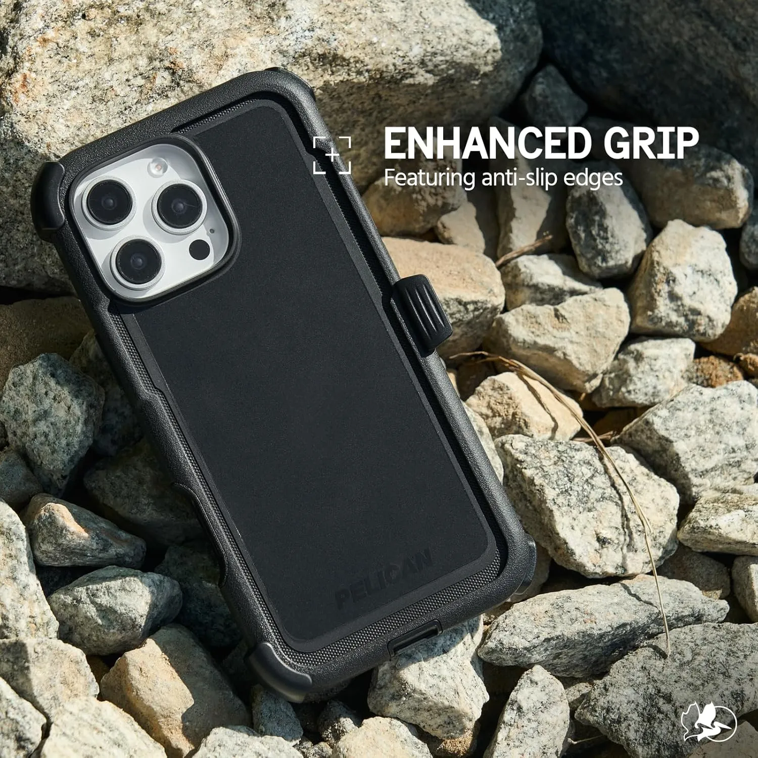 Pelican Voyager iPhone 16 Pro Max Case [Compatible with MagSafe] Rugged Phone Case w/ 18ft Military-Grade Drop Protection - Heavy Duty Phone Cover w/ Belt Clip Holster for iPhone 16 Pro Max - Black
