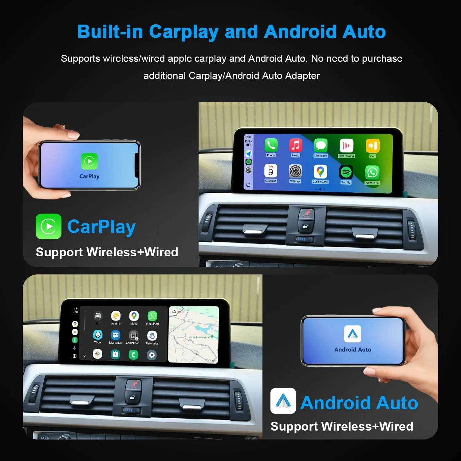 PEMP Linux Screen for BMW F30 F31 F32 F33 F34 F35 F20 F21 F22 NBT CIC Wired and Wireless Apple CarPlay Retrofit Android Auto 328i 320i Accessories Radio (2012-2017)