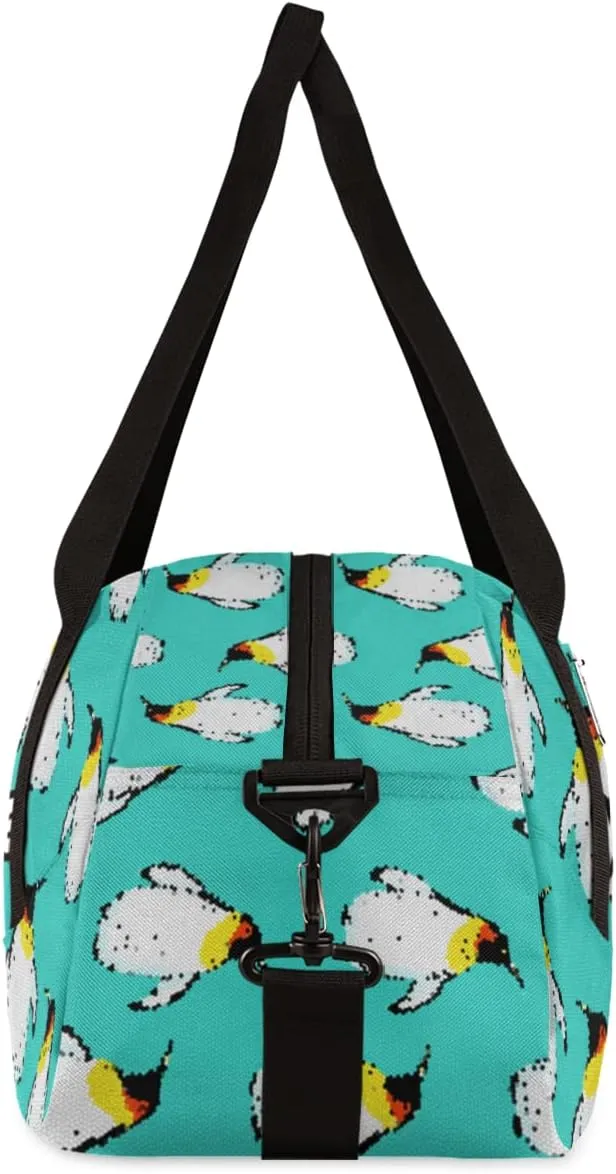 Penguin Animals Personalized Kids Duffel Bag for Girls Boys, Penguin Debris Custom Name Dance Bag Overnight Small Duffel Bag Carry On Weekend Sports Travel Bag for School Practice Gymnastics Ballet