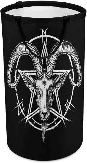 Pentagram Goat Gothic Large Laundry Basket Laundry Hamper Bag Washing Bin Collapsible Tall With Handles Travel Bathroom