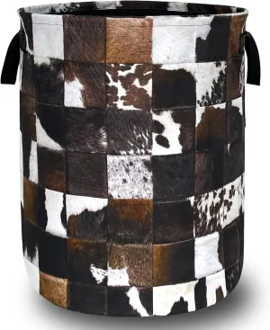 Personalise Cow Print Laundry Basket Oxford Cloth Animal Cowhide Laundry Hamper With Handle Foldable Portable Clothes Storage Basket Funny Laundry Bag 18.9"x16.5" For Laundry Room/Bedroom/Bathrooms